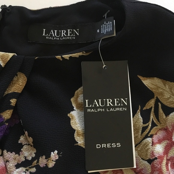NWT Lauren Ralph Lauren Floral Bubble Crepe Cap-Sleeve Dress Sz 6 Empire waist - Picture 8 of 15